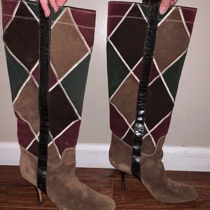 Valentino Garavani Patchwork Tall Heel Boots 8 4” Heel